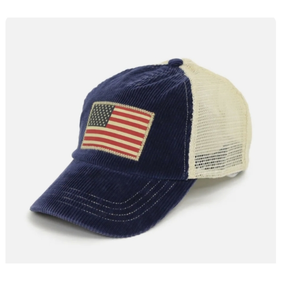 Polo Ralph Lauren Other - Polo Ralph Lauren Corduroy Mesh Trucker Cap Hat w/ Flag